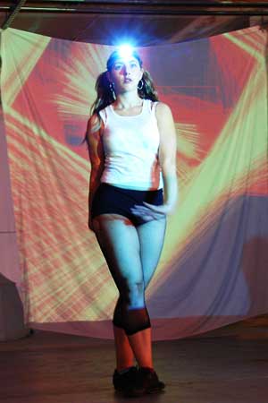 Wendy Marinaccio dancing with graphics